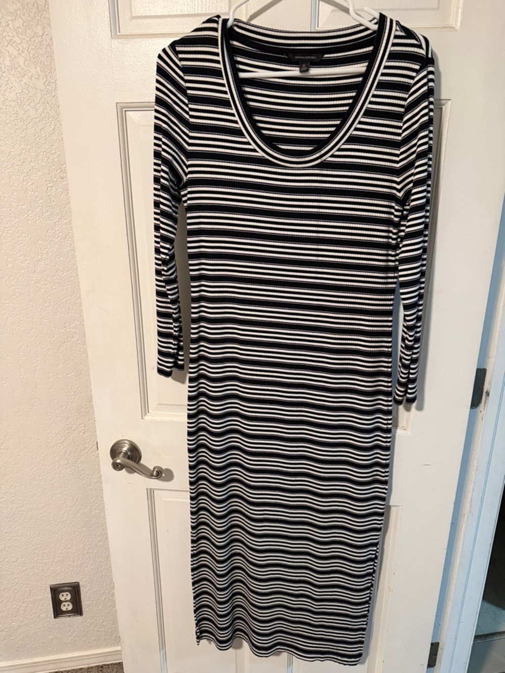 Banana Republic Black & White Striped Midi Dress